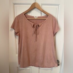 Dylan Blush Pink Blouse Suede Like Material M